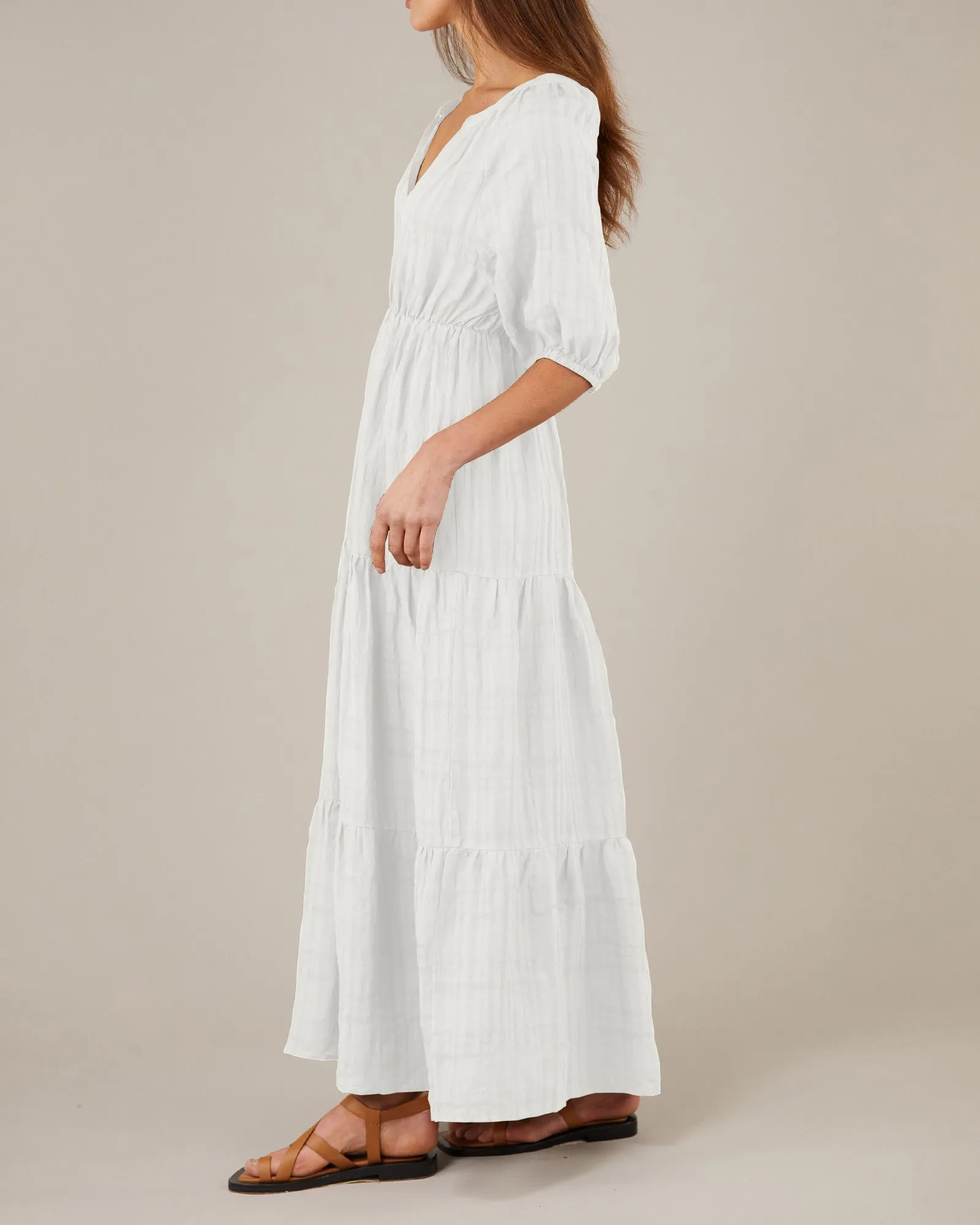 Pila Linen Maxi Dress - White