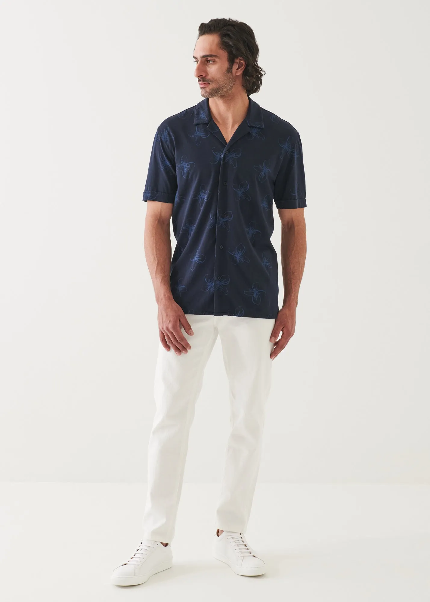 PIMA COTTON STRETCH PRINTED CAMP SHIRT