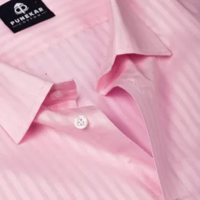 Pink Color vertical Cotton stripe Shirt For Men