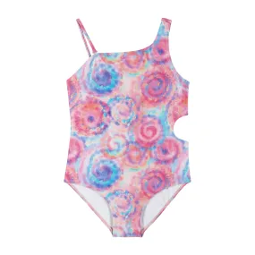 Pink Tie Dye Rib Swimsuit (Size 7-16 Years)