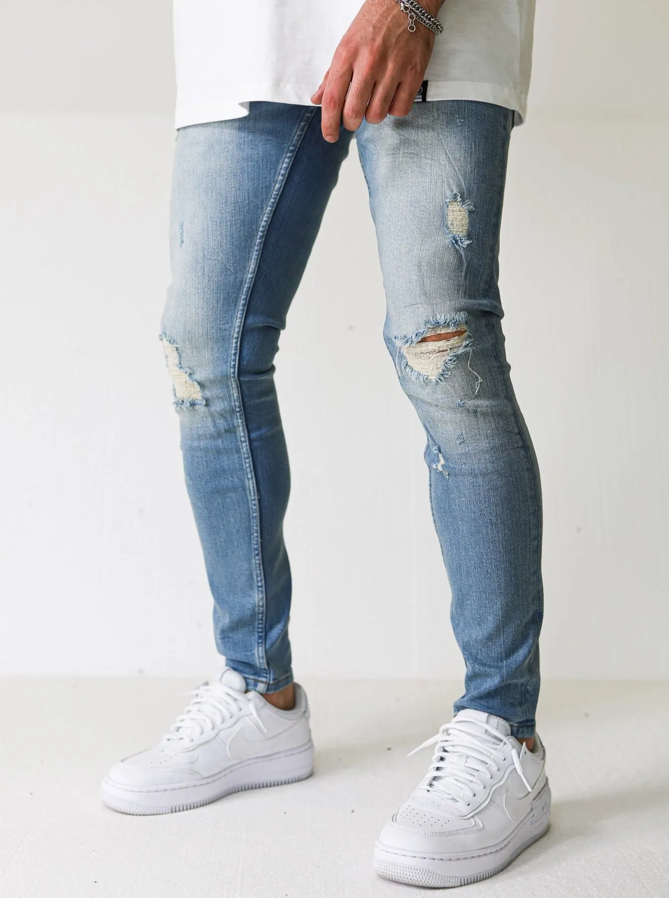 Premium Vintage Stone Ripped Jeans