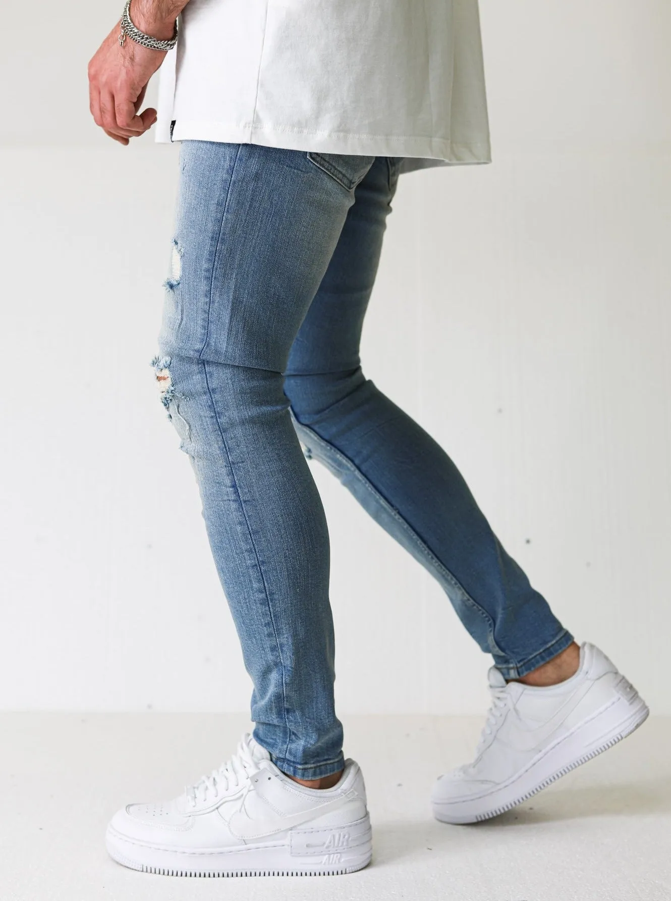 Premium Vintage Stone Ripped Jeans