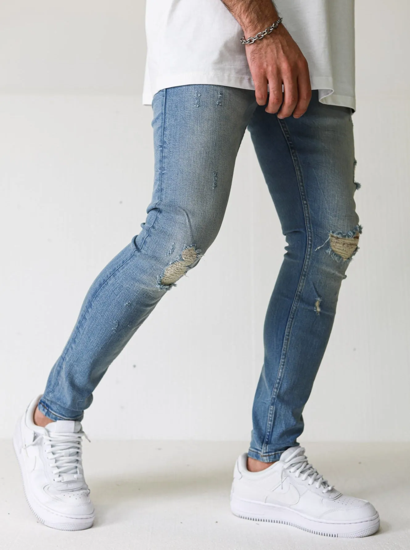 Premium Vintage Stone Ripped Jeans