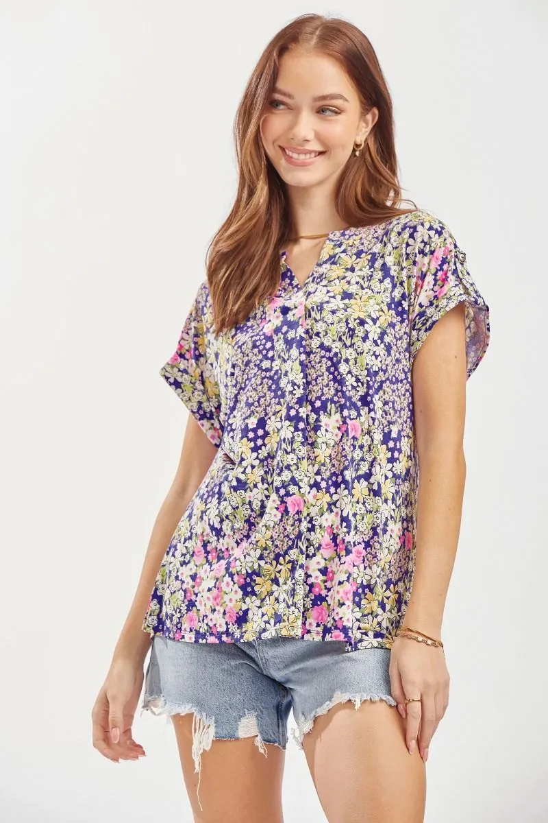 Purple Floral Lizzy Top