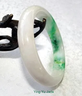 Qing Dynasty Era Precious Natural Imperial Green Veins Jadeite Jade Bangle Bracelet 58.5mm (V1293)