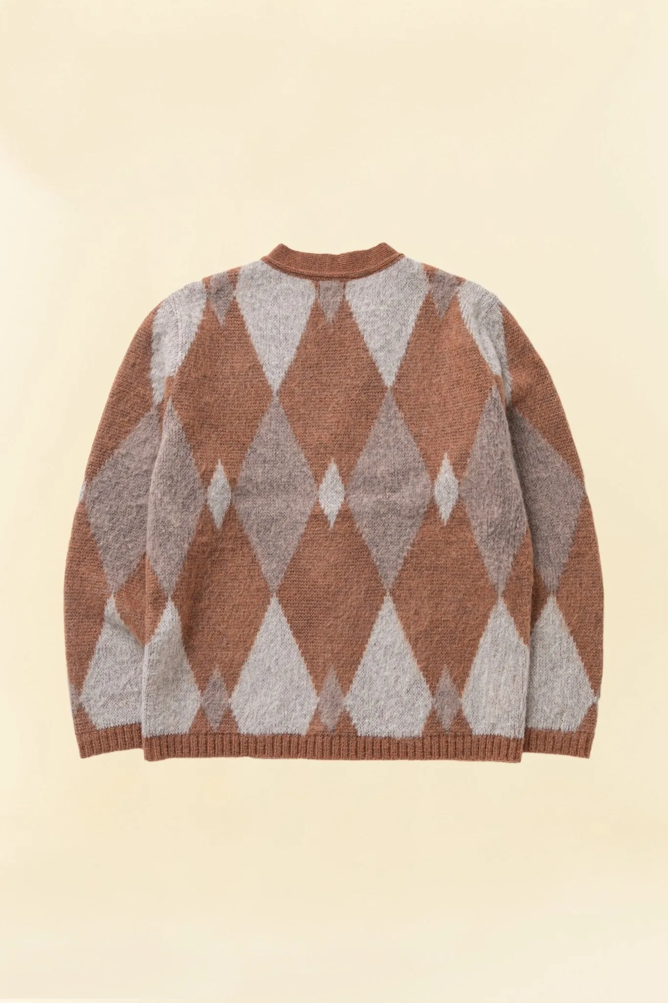 Rats Argyle Mohair Knit Cardigan - Brown