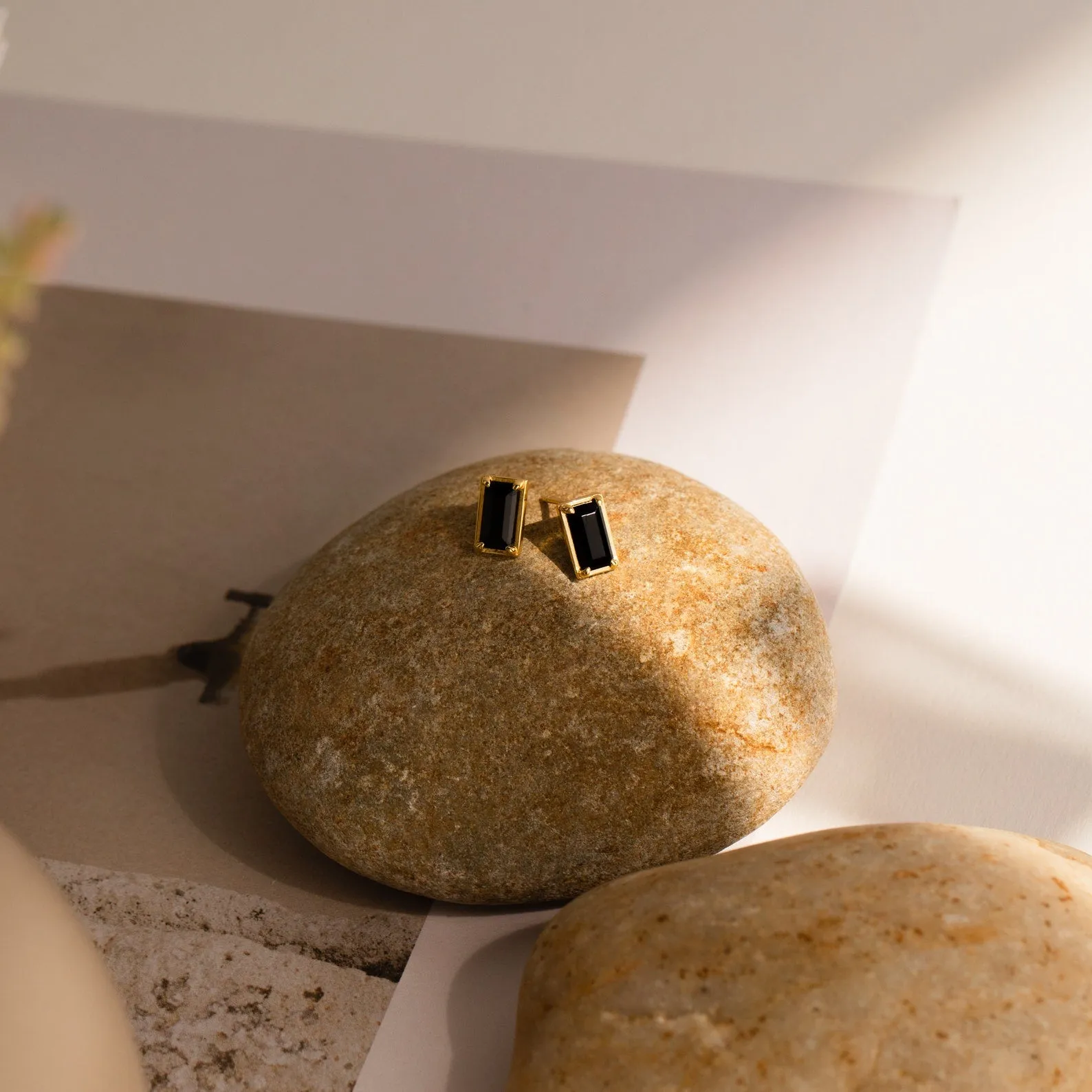 Rectangle Black Onyx Studs