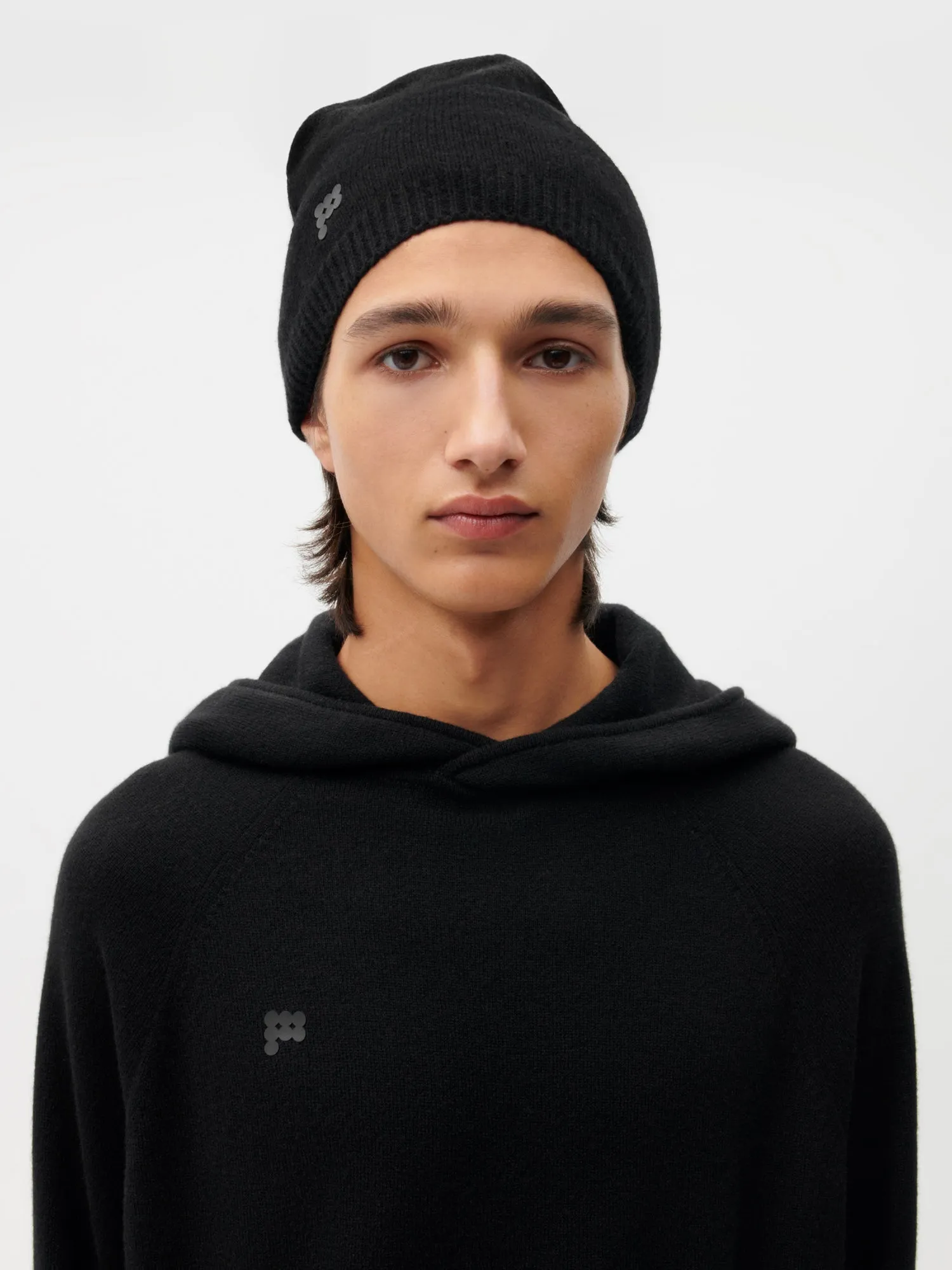 Recycled Cashmere Beanie—black