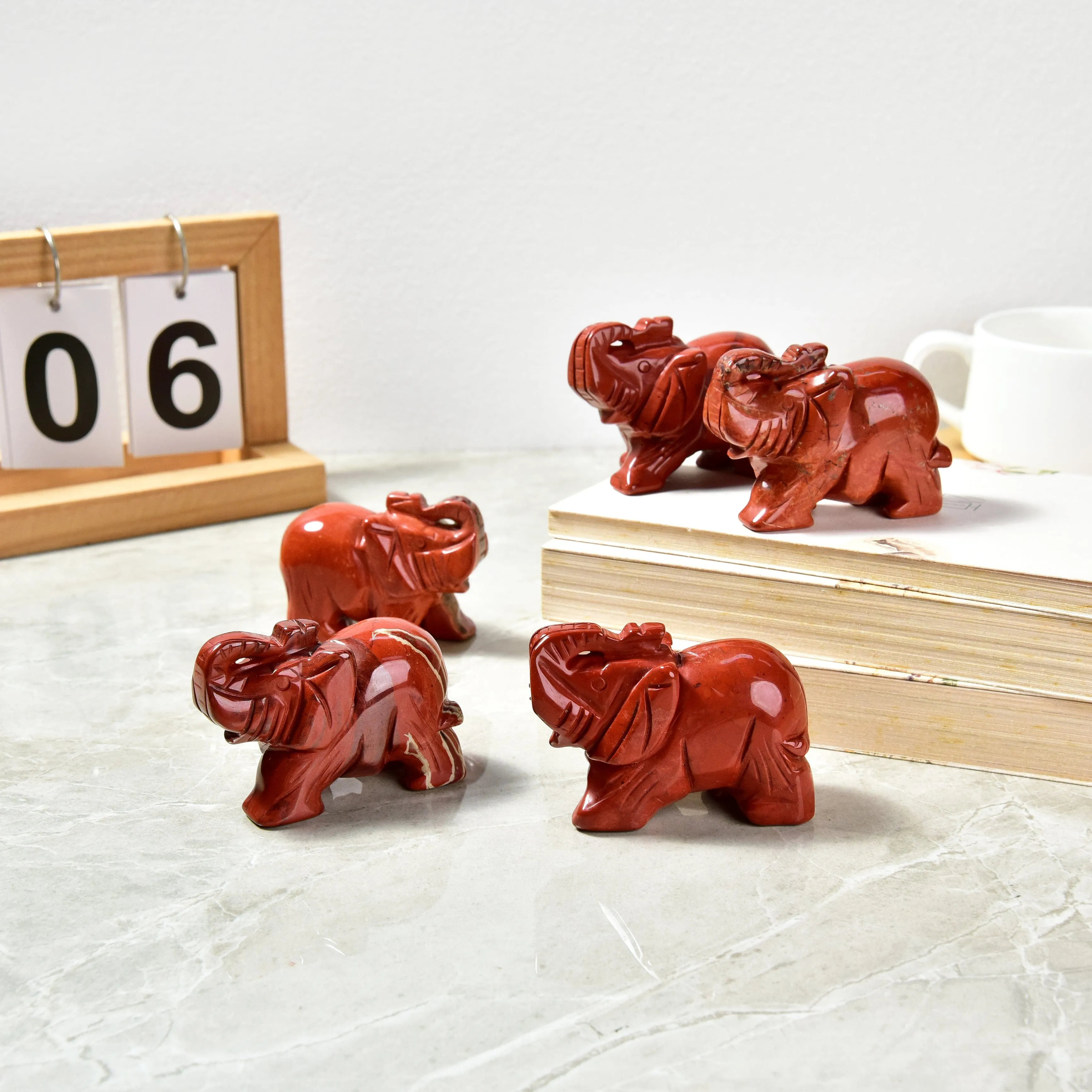 Red Jasper Elephant Carving