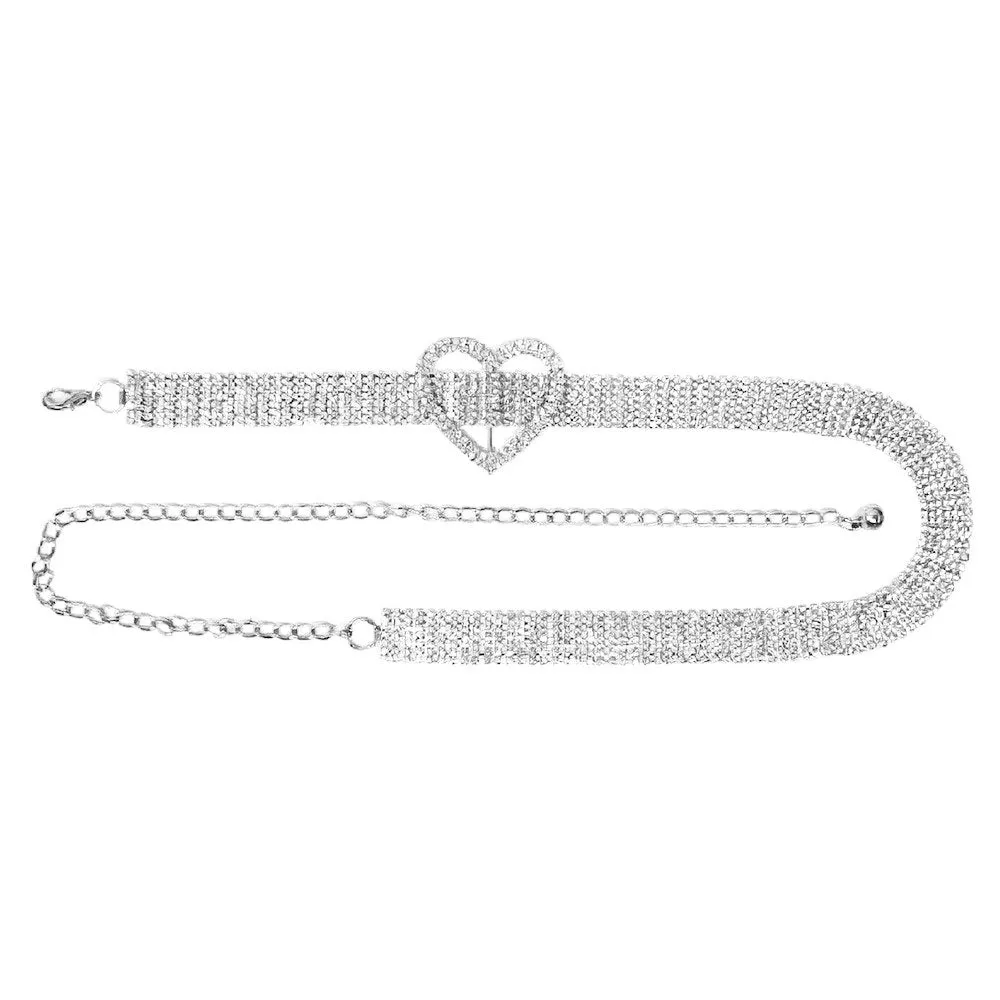 Rhinestone Paved Heart Belt