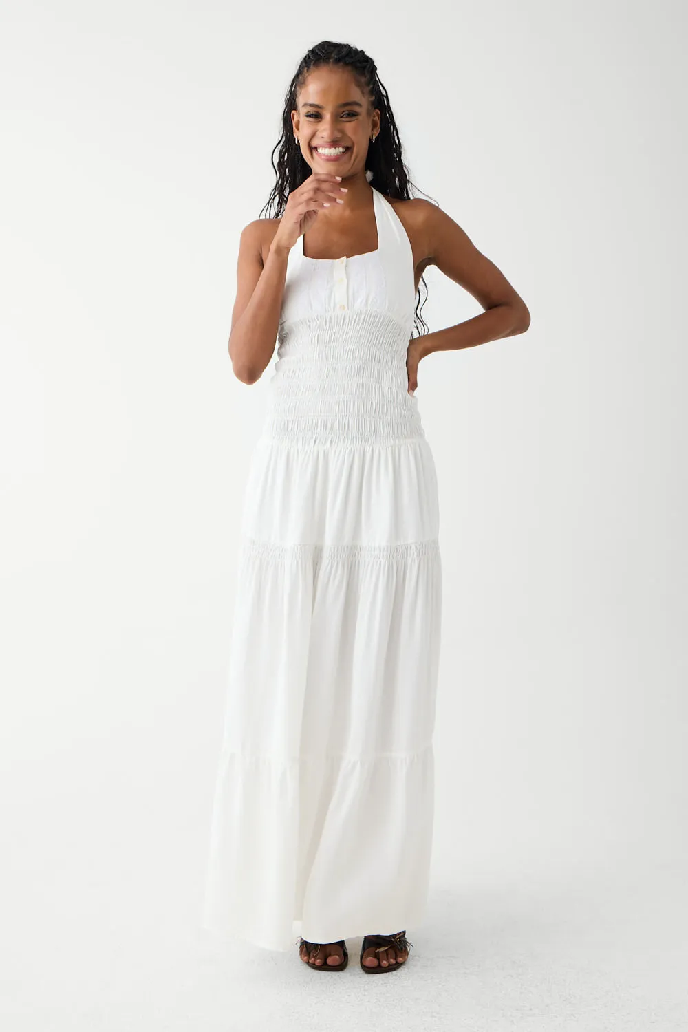 River Halter Maxi Dress - White