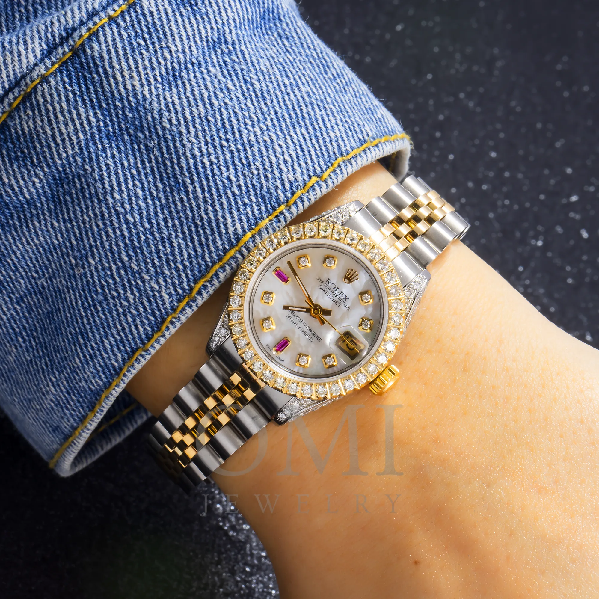 ROLEX LADY-DATEJUST 69173 26MM WHITE MOP DIAMOND DIAL WITH 2.75 CT DIAMONDS