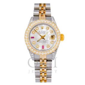 ROLEX LADY-DATEJUST 69173 26MM WHITE MOP DIAMOND DIAL WITH 2.75 CT DIAMONDS