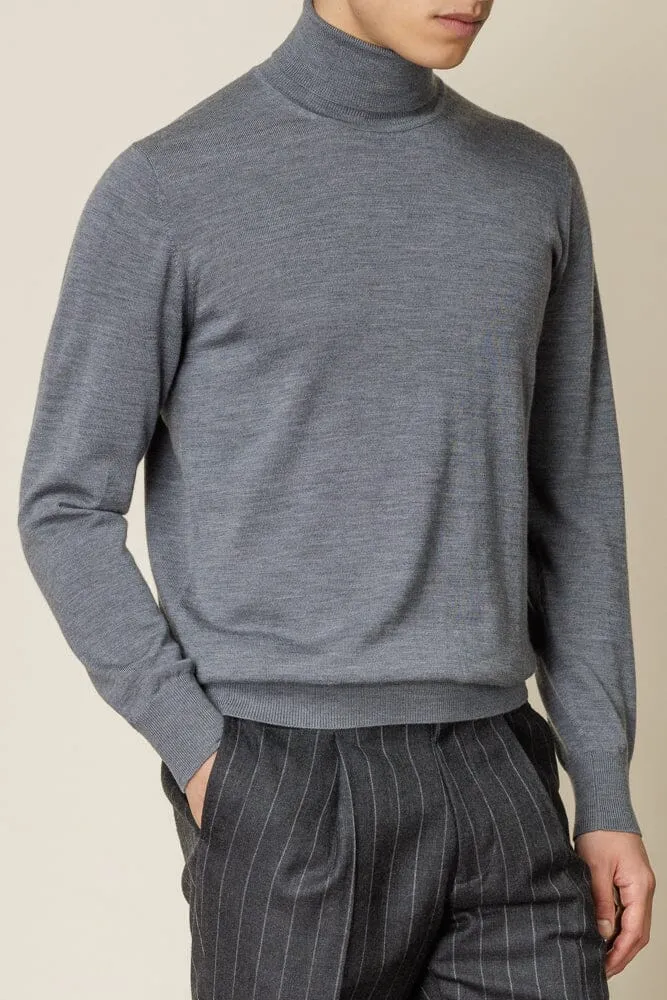 Roll Neck Merino Wool - Grey