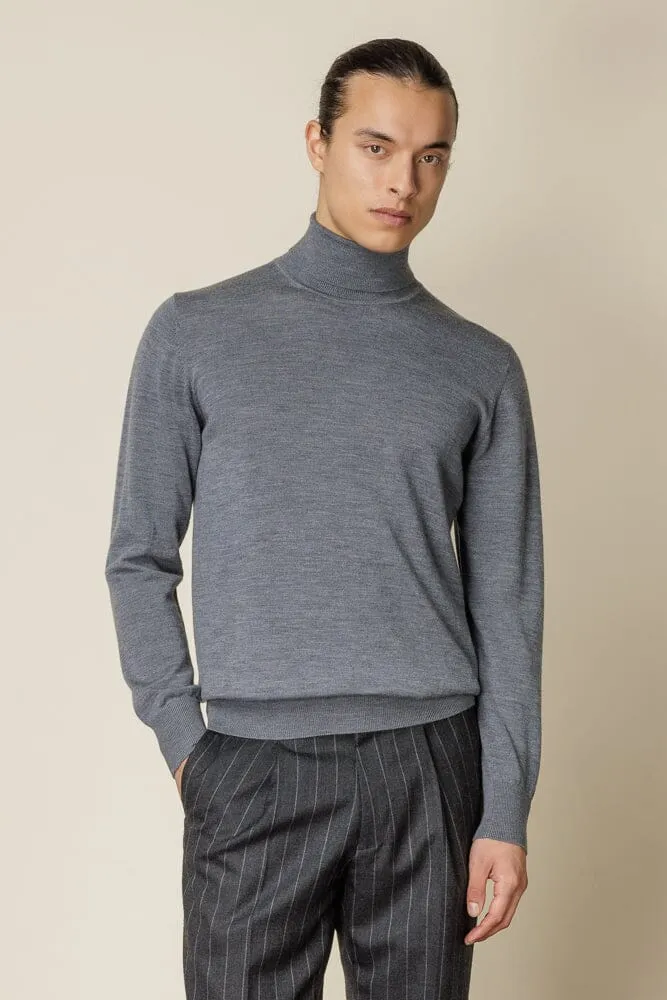 Roll Neck Merino Wool - Grey