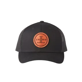 Round Leather Patch Cap :: Black