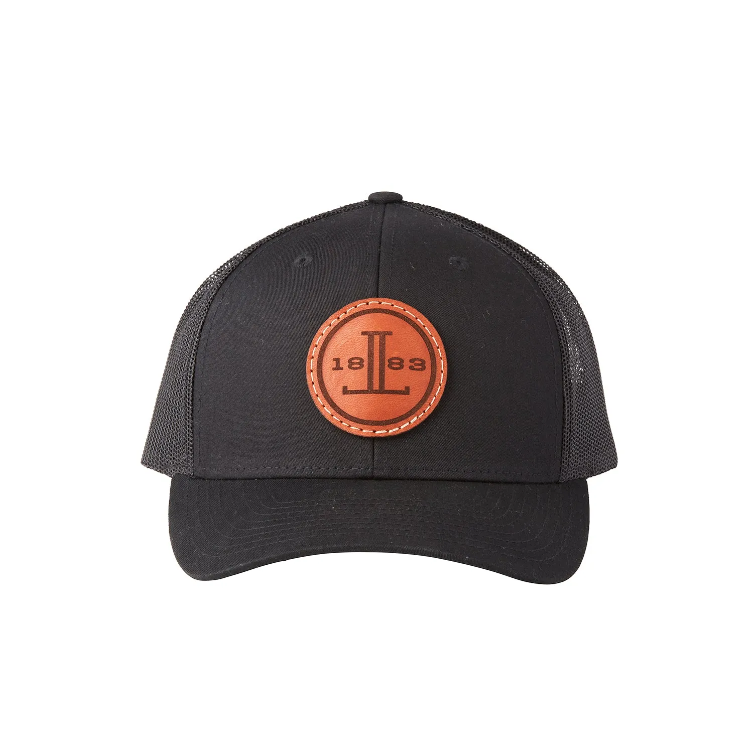 Round Leather Patch Cap :: Black