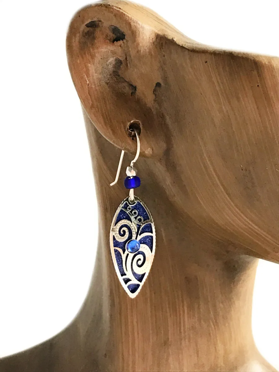 Royal Blue Marquis Filigree Earrings by Adajio