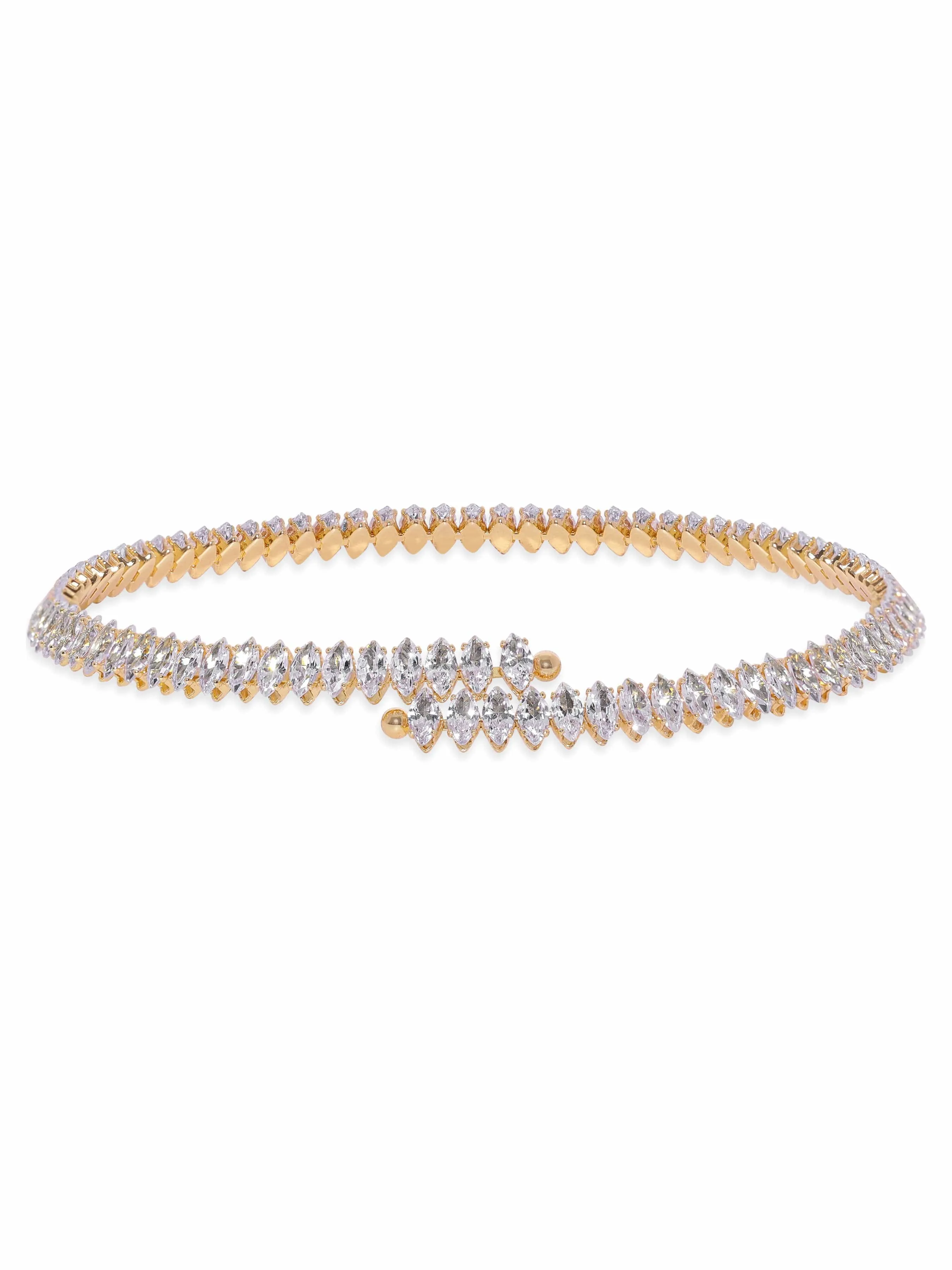 Rubans 18K Gold Plated Korean Crystal studded Adjustable Choker Necklace