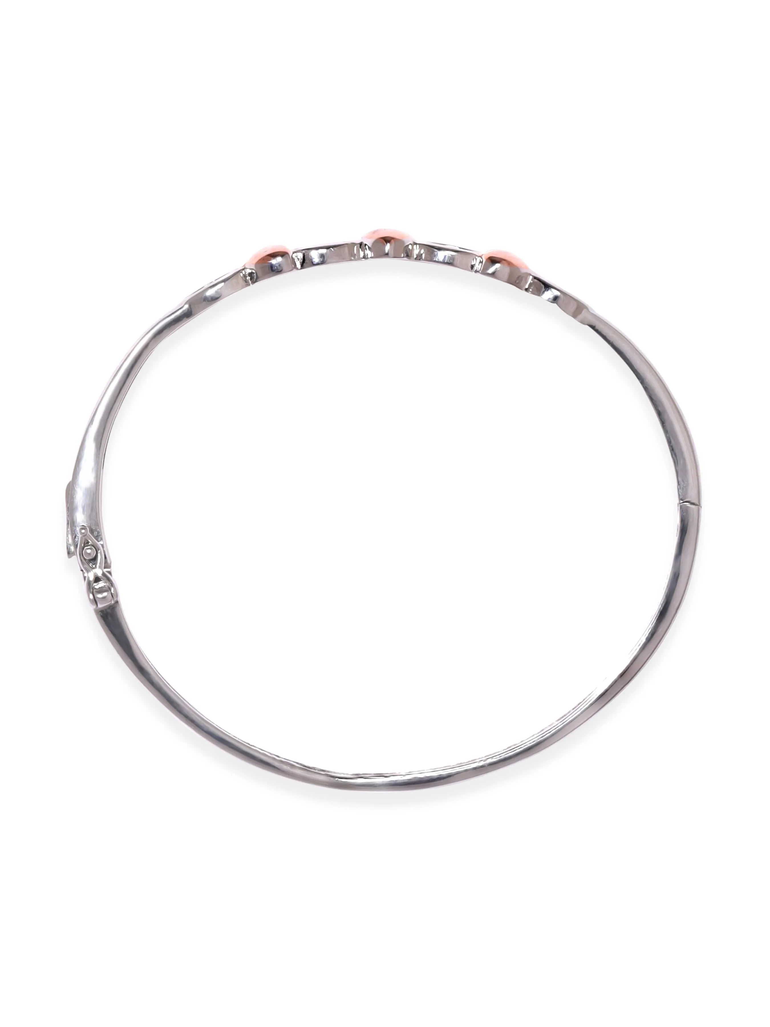 Rubans Silver Rhodium Plated 925 Sterling Silver & Rose Gold Heart Detail Minimal Bracelet