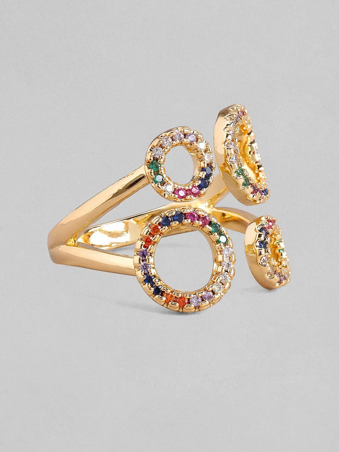 Rubans Voguish 24k Gold-Plated Multi-Coloured CZ Studded Adjustable.