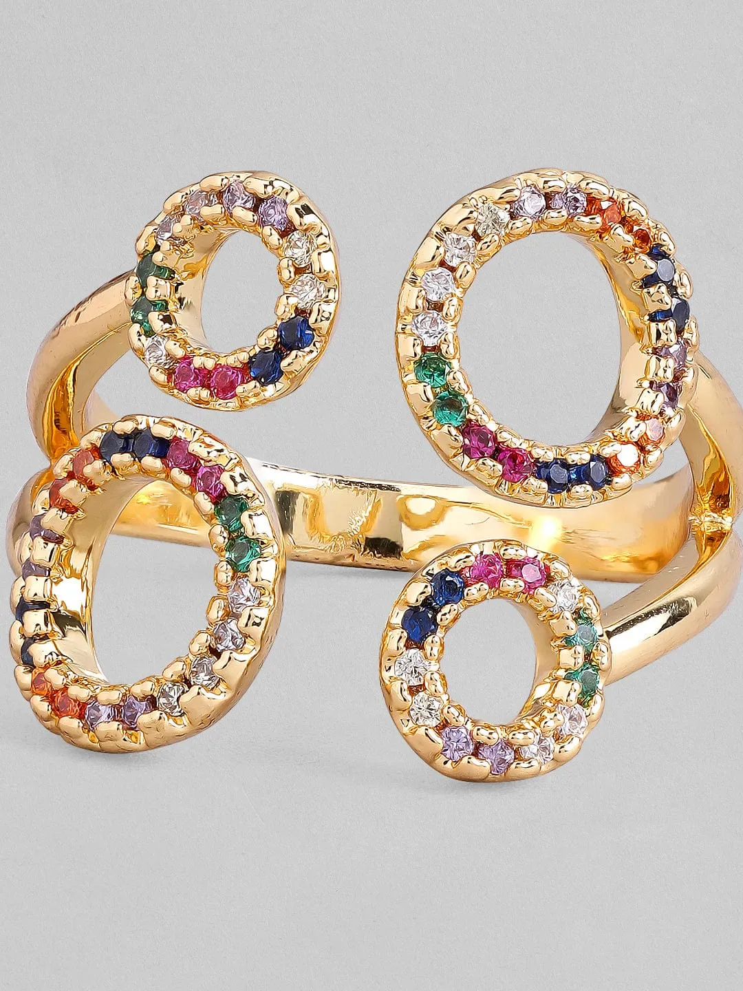 Rubans Voguish 24k Gold-Plated Multi-Coloured CZ Studded Adjustable.