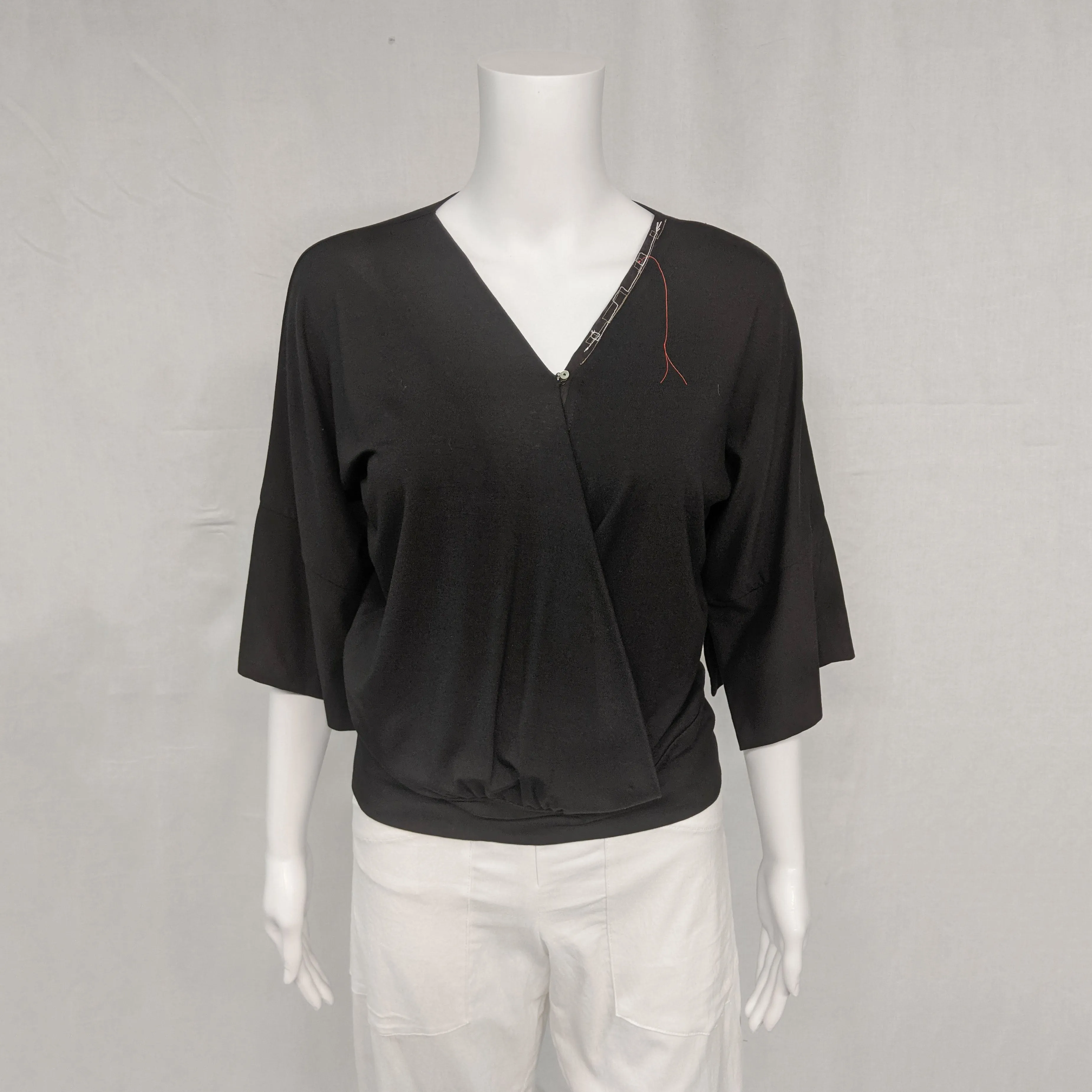 SALE! Asher Top in Black with Taupe Embroidery by Kim Schalk