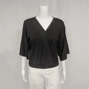 SALE! Asher Top in Black with Taupe Embroidery by Kim Schalk