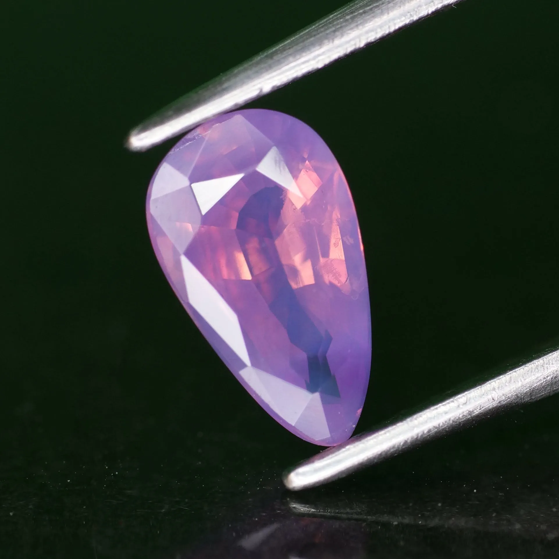 Sapphire opalescent | natural, mermaid pinkish purple, pear cut *8x4.5mm, VS 0.87ct