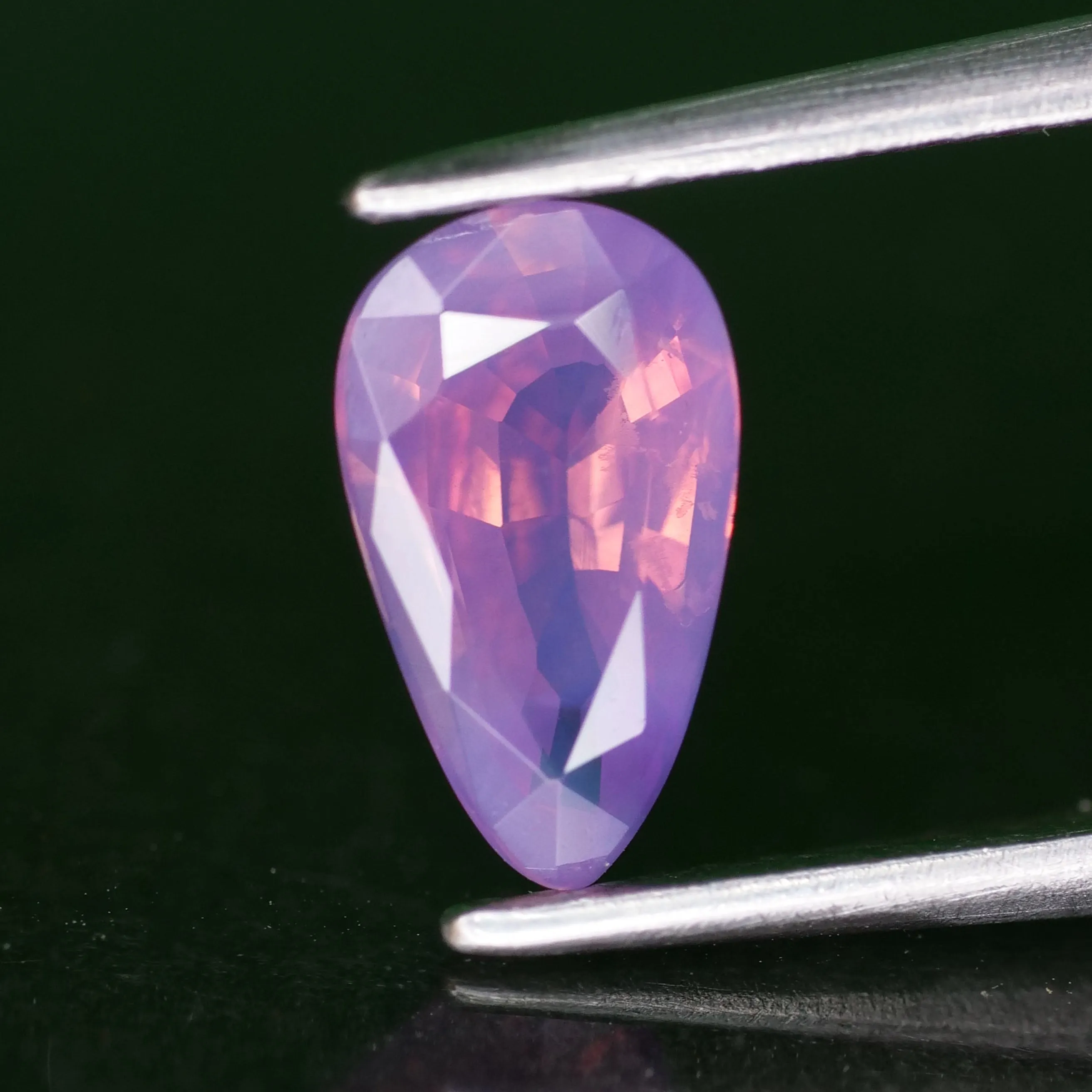 Sapphire opalescent | natural, mermaid pinkish purple, pear cut *8x4.5mm, VS 0.87ct