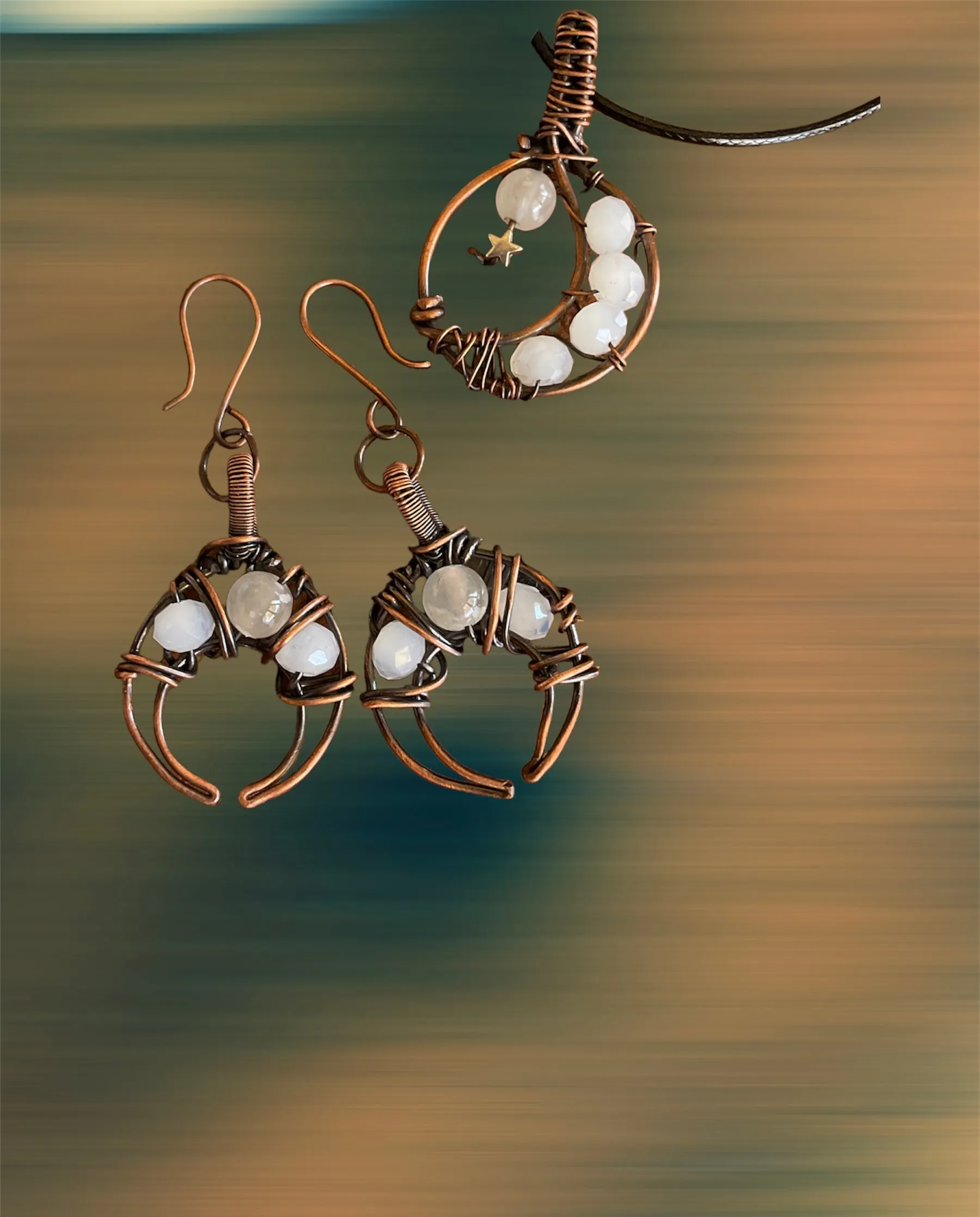 Selenite and Moonstone Handcrafted Earrings