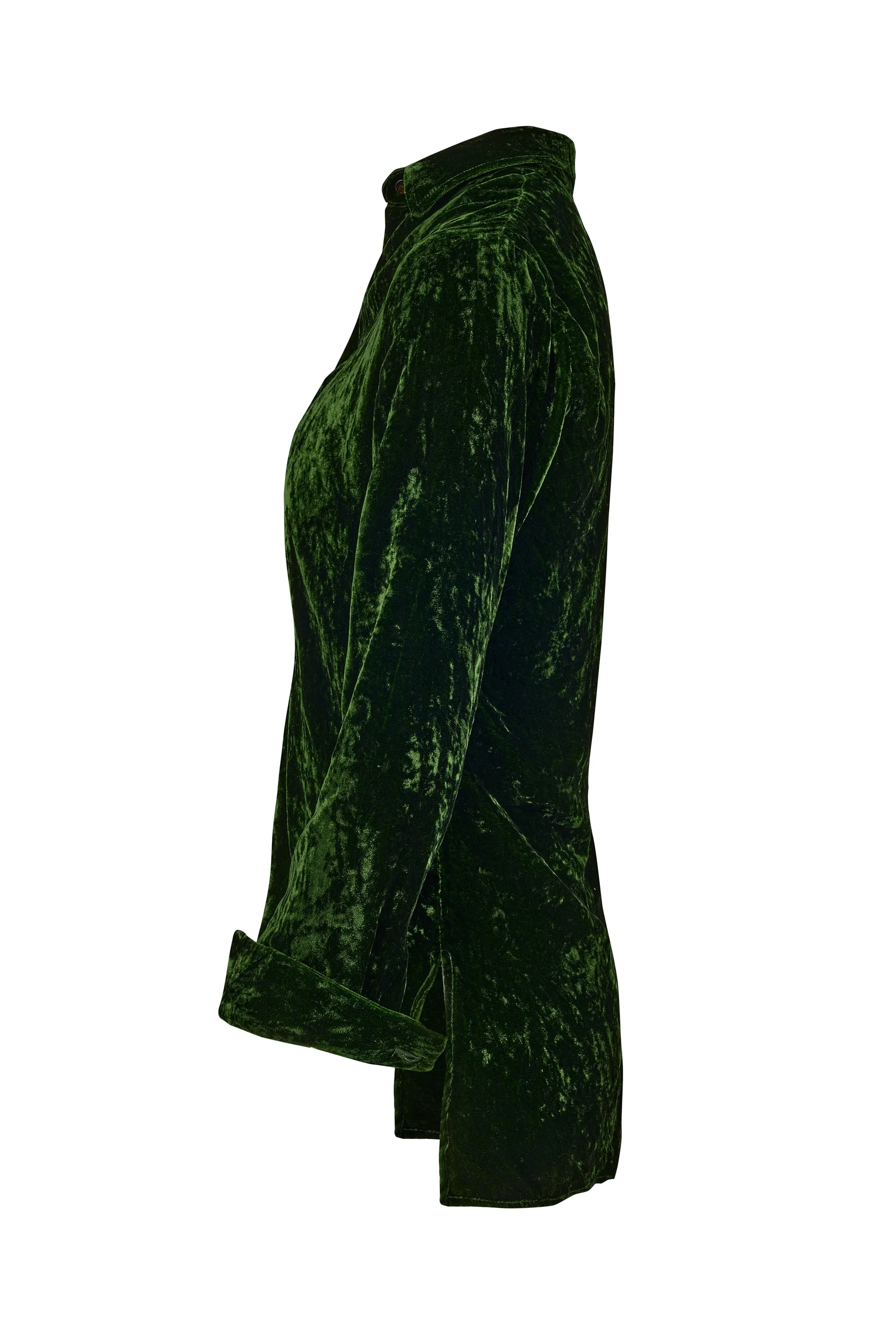 Silk Velvet Shirt In Forest Green