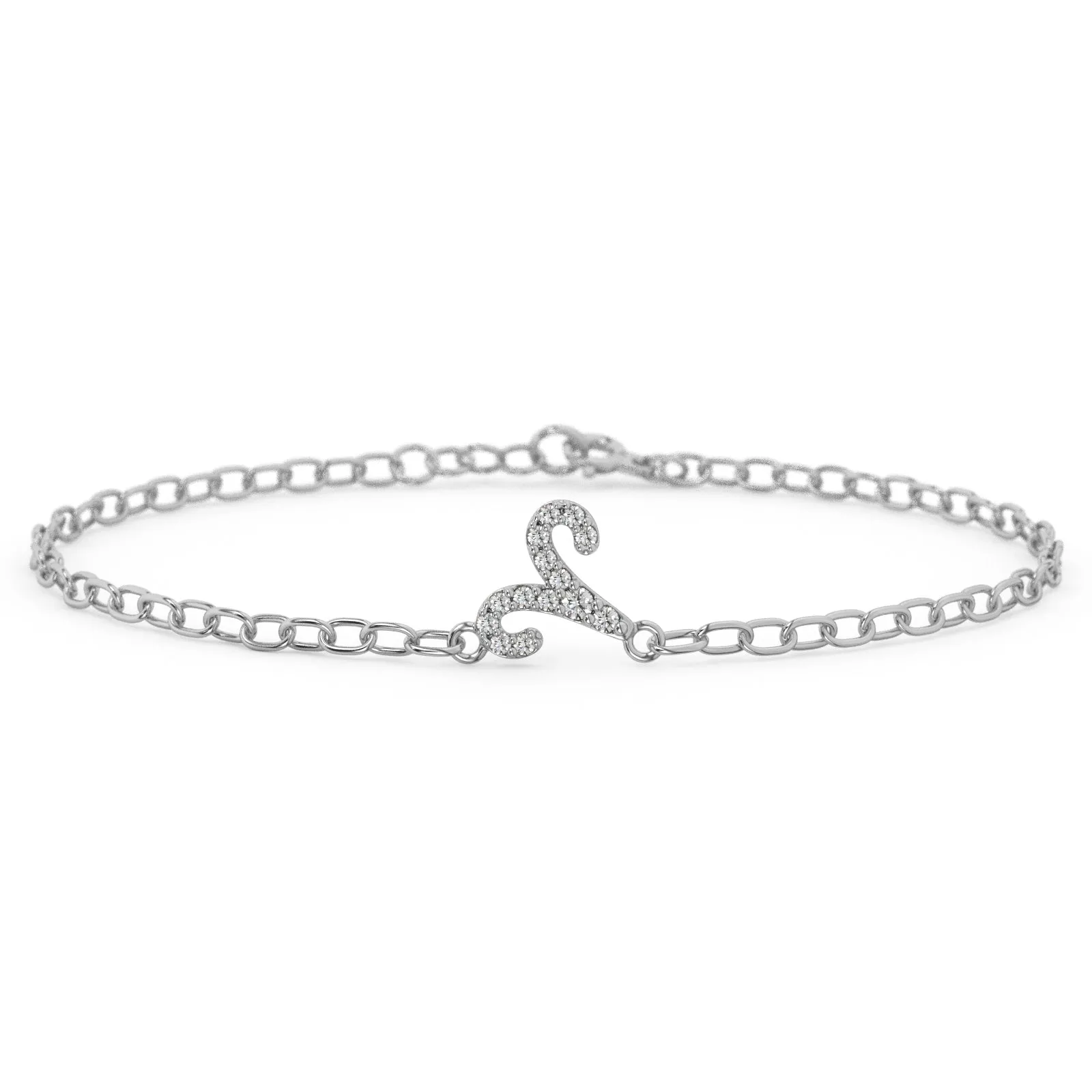 Silver Aries Pave Zodiac Bracelet