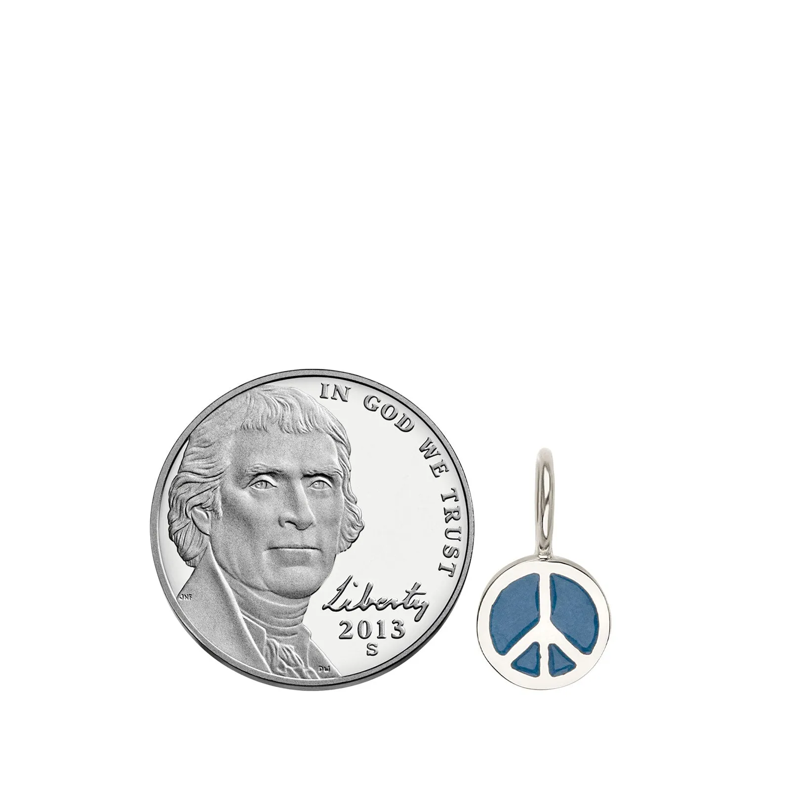 Silver Enamel Peace Sign Charm