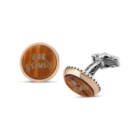 Silver Tiger Eye Stone Cufflink