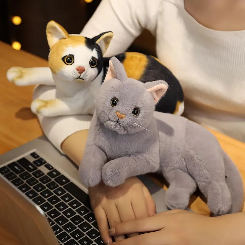 Simulation Pillow Cat Plush Toys Realistic Animal Pet Children Home Decoration Holiday Christmas Gift