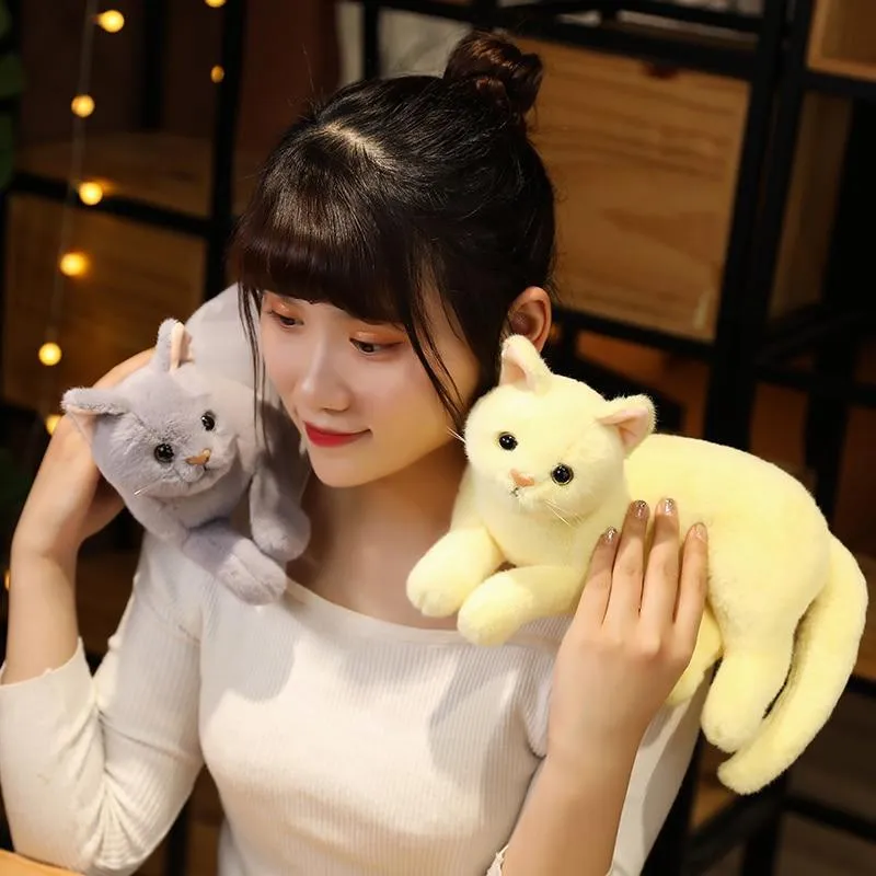 Simulation Pillow Cat Plush Toys Realistic Animal Pet Children Home Decoration Holiday Christmas Gift