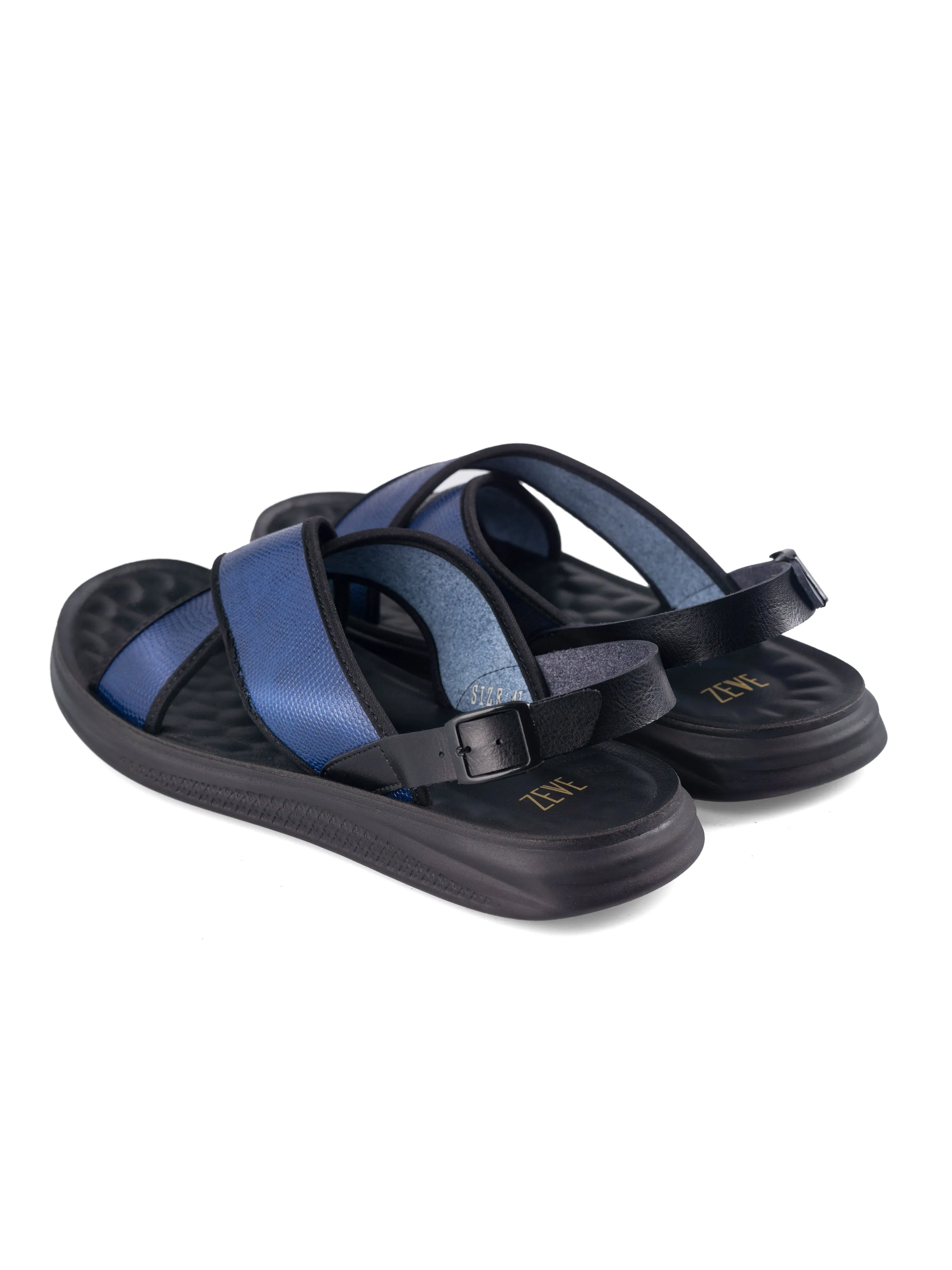 Slingback Cross Strap Sandal - Electric Blue Phyton