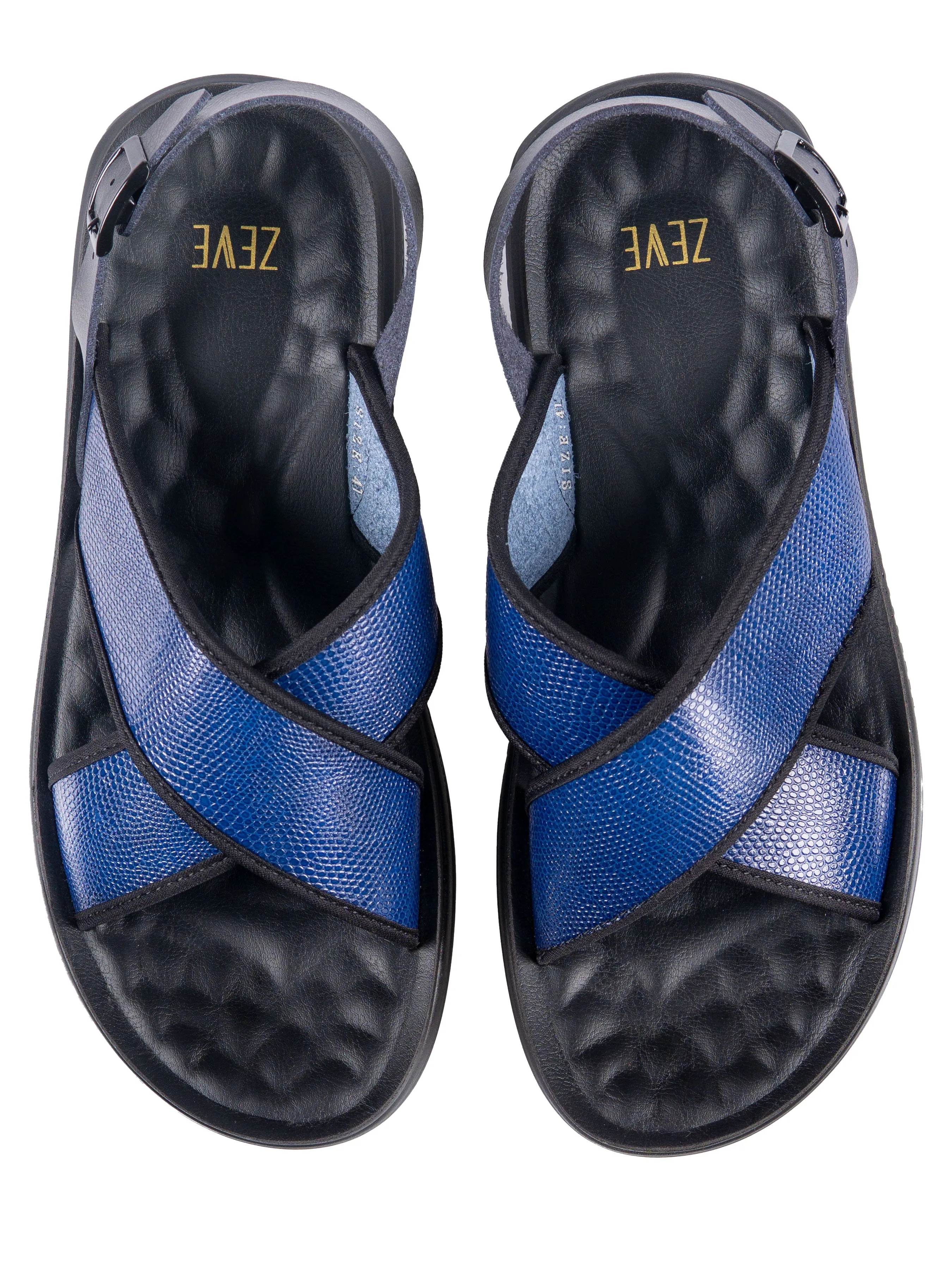 Slingback Cross Strap Sandal - Electric Blue Phyton