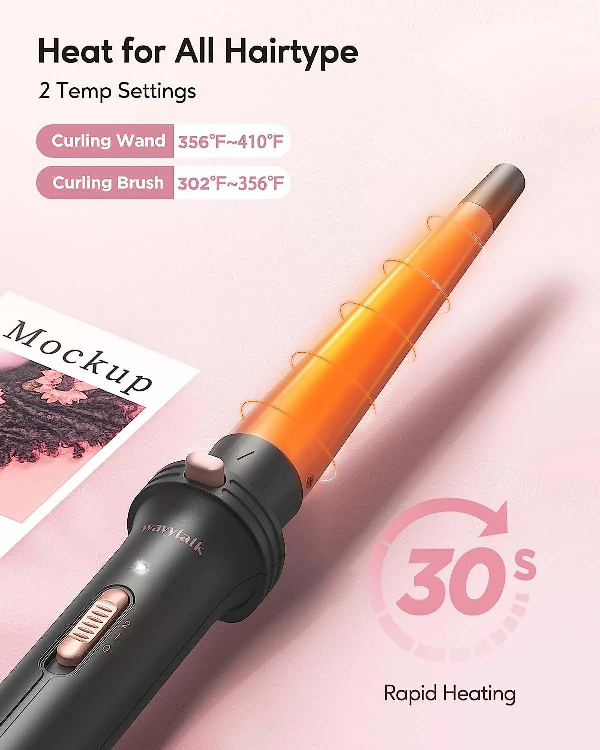 Spring Lime 5 in 1 Curling Iron, Curling Wand Set