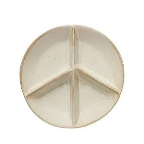 Stoneware Peace Sign Divided Dish