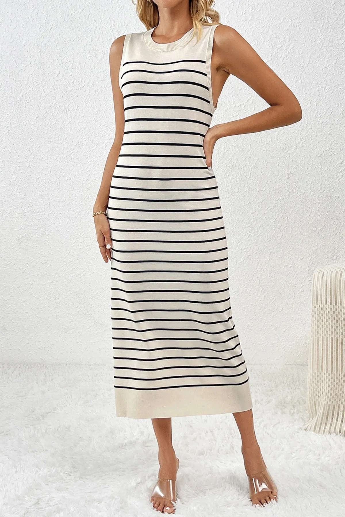 Striped Midi Knit Dress