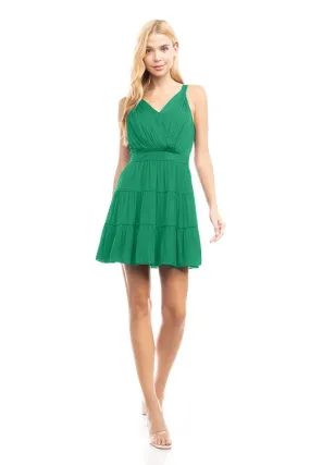 Surplice Tiered Dress - Peridot