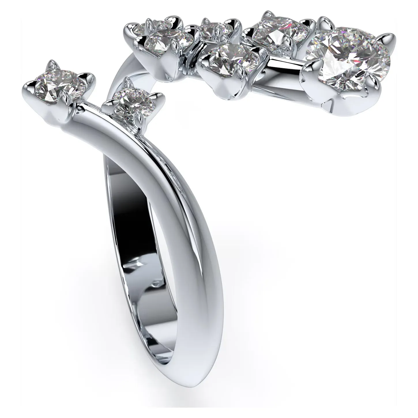 Swarovski Diamond Bypass Ring 14K White Gold