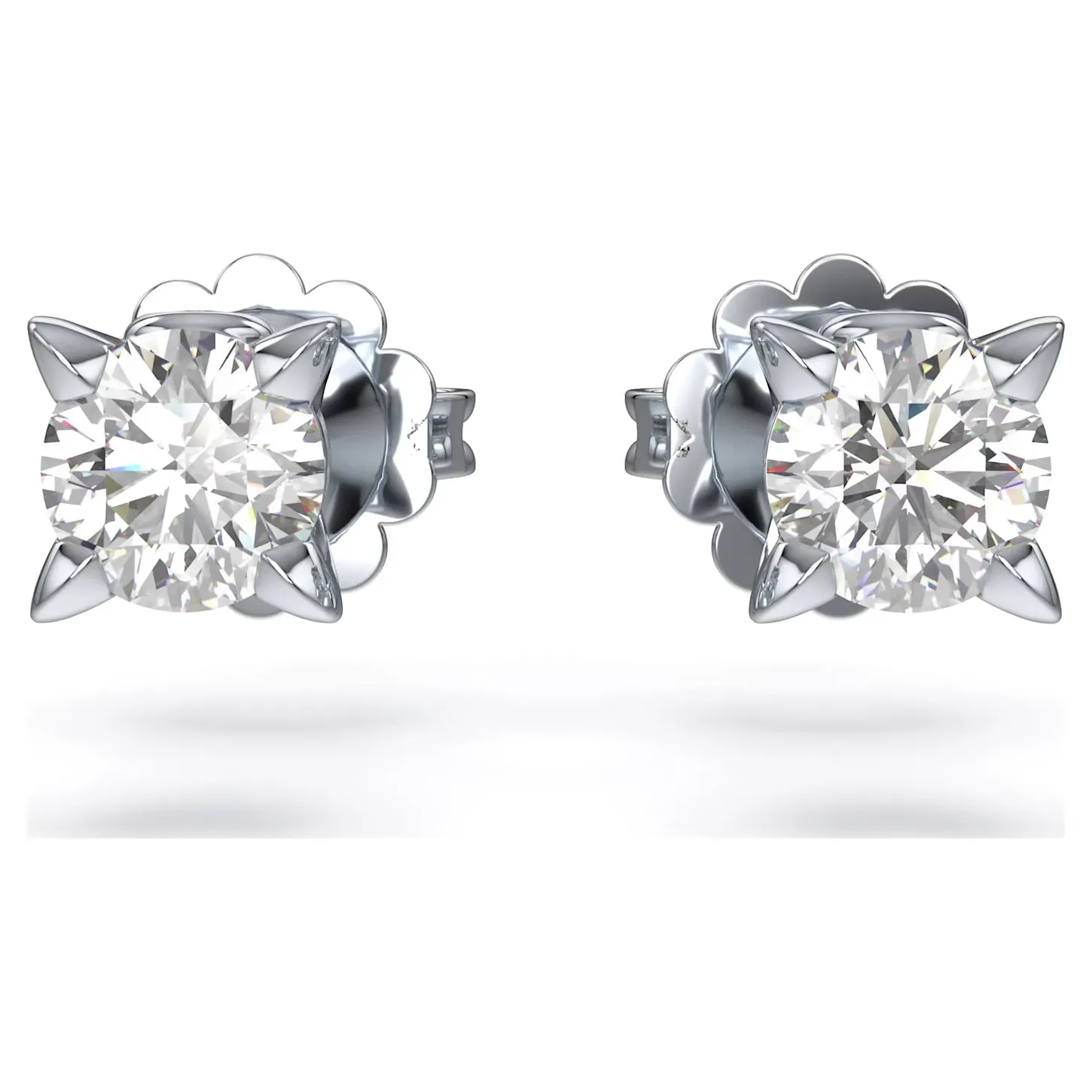 Swarovski Diamond Round Stud 14K White Gold Earrings .50ctw