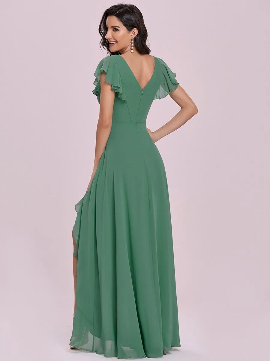 Sweet Wholesale Long V Neck Chiffon Bridesmaid Dress