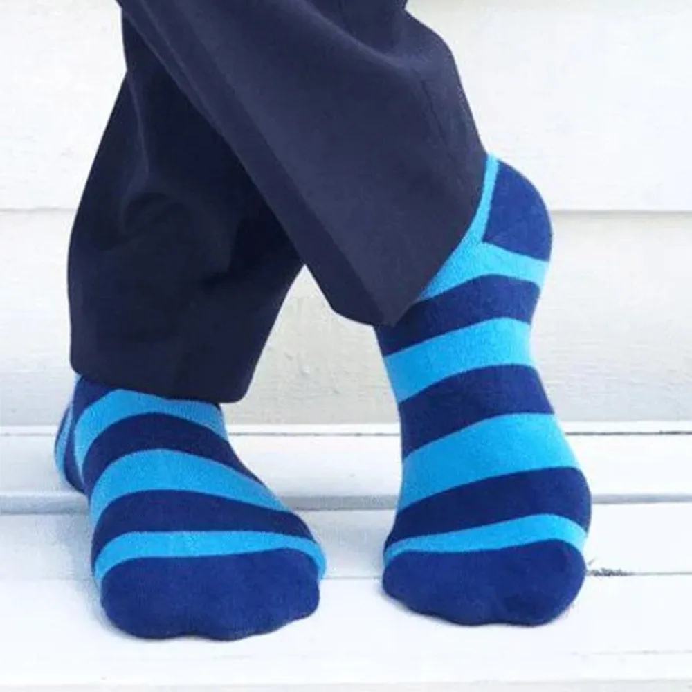 Swole Panda Bamboo Socks - Sky Blue Stripe