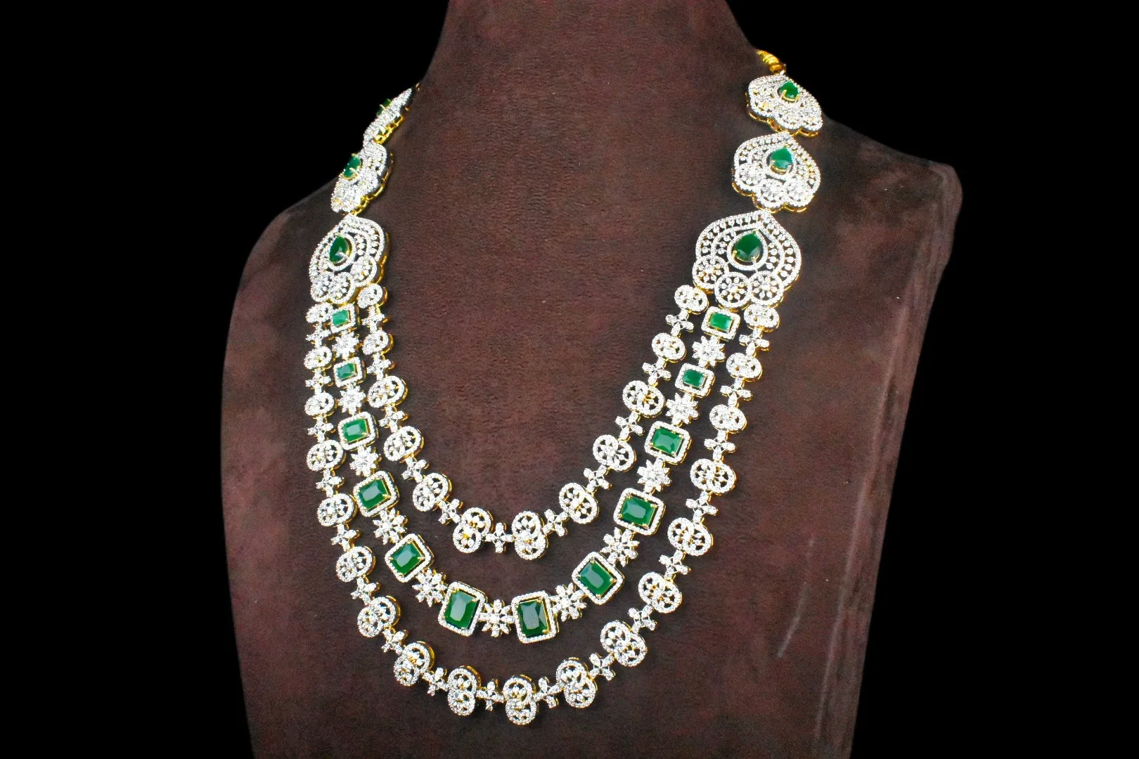 Three Layer American Diamond Haram By Asp Fashion Jewellery