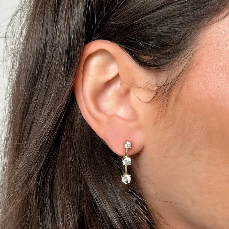 Three Stone Drop Earrings