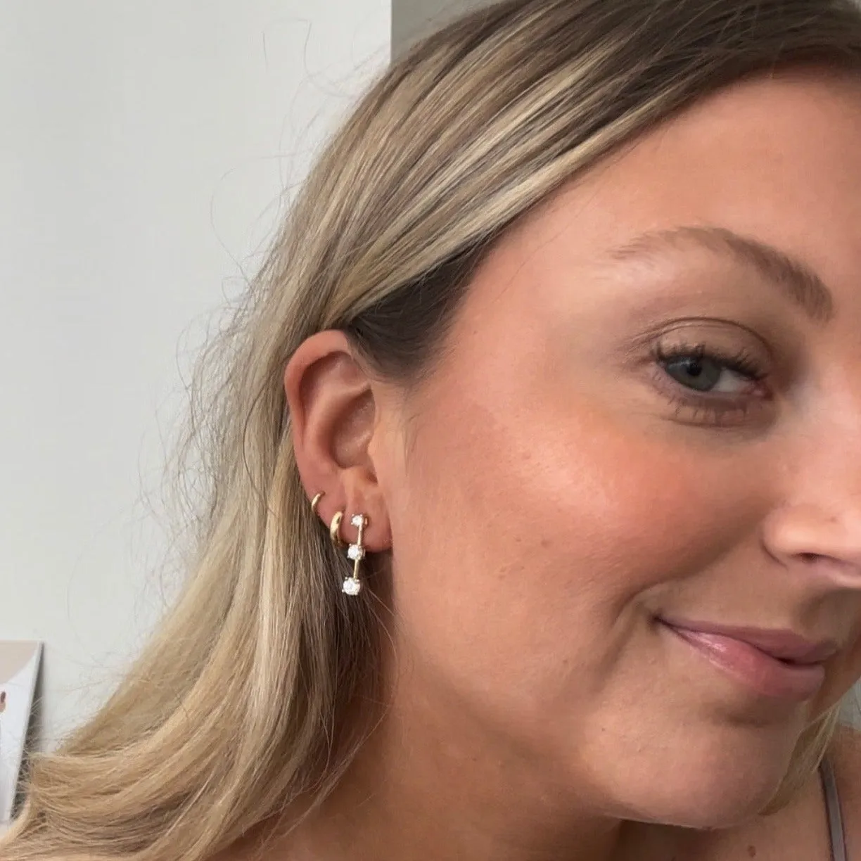 Three Stone Drop Earrings